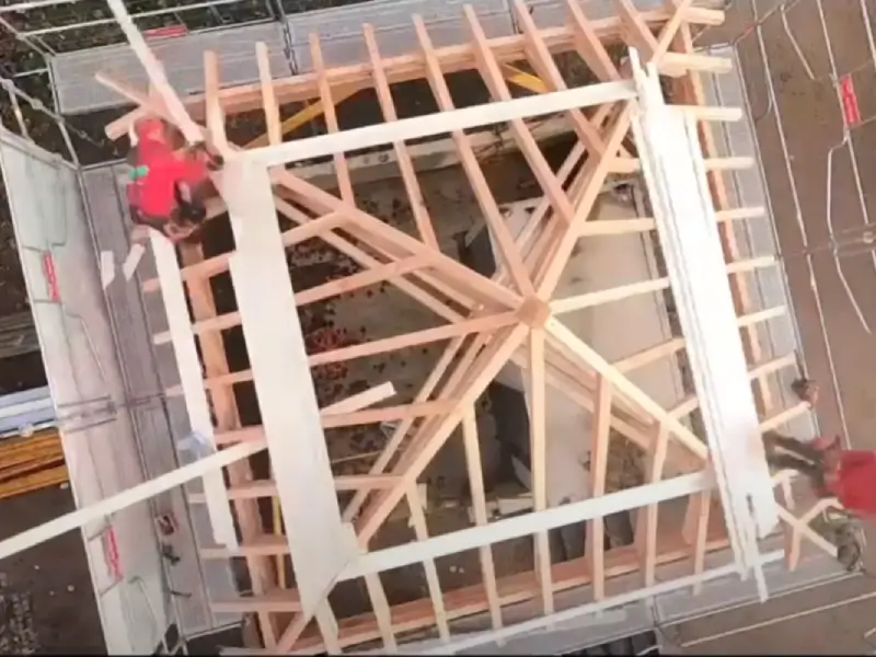 Construction d’un kiosque dans le parc de l abbaye de Moyenmoutier